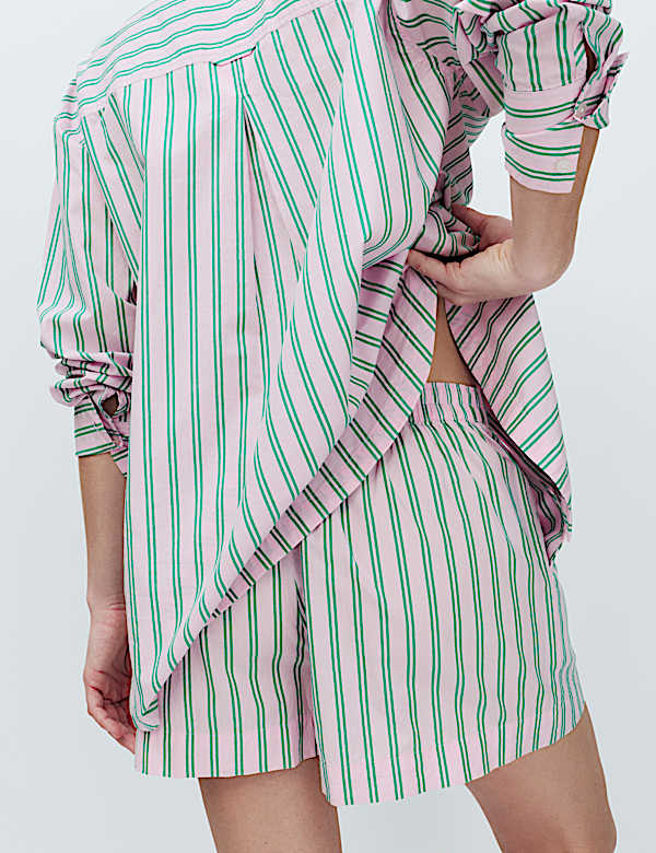 Pure Cotton Poplin Striped Pyjama Set - EE