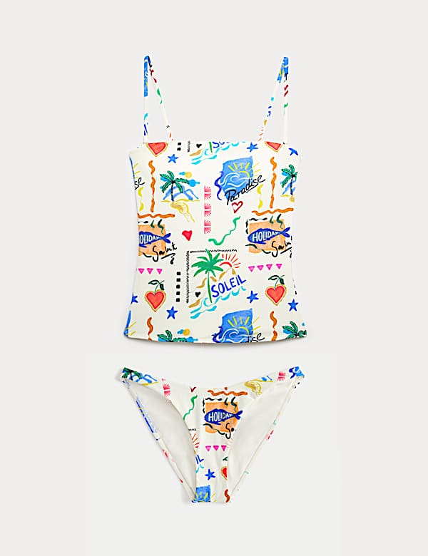Printed Bandeau Tankini Set - NZ