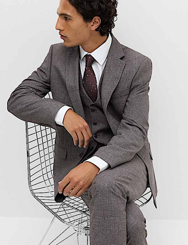 3 Piece Tailored Fit Micro Check Suit - KR