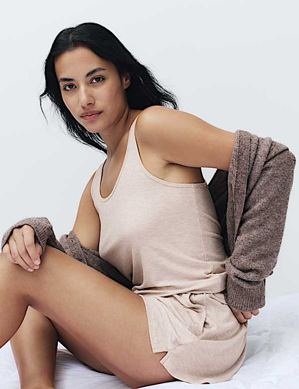 Modal Rich Ribbed Cami Pyjama Top Set