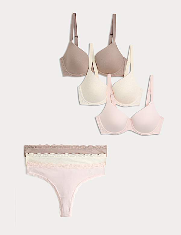 3pk Wired Full Cup T-Shirt Bras Set A-E - EE