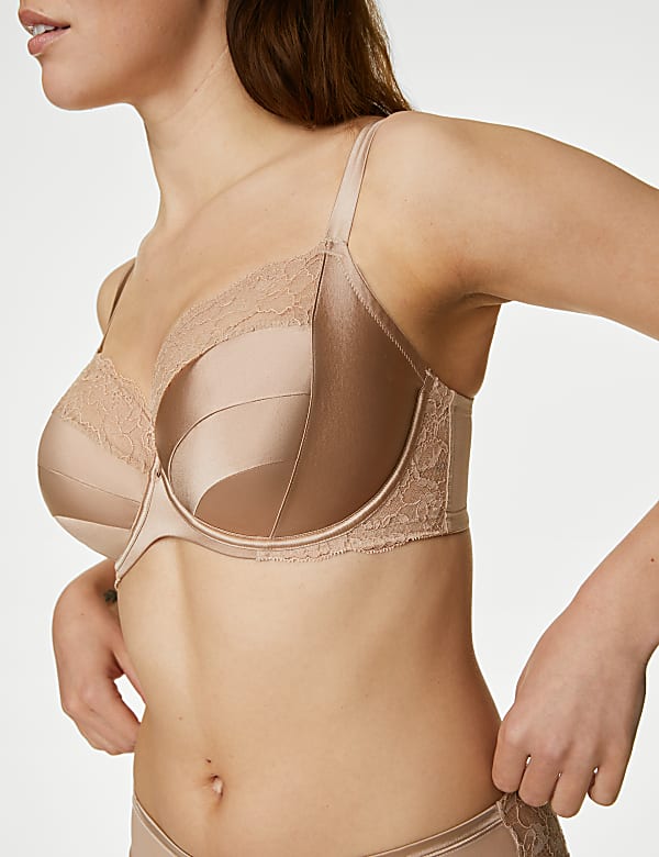 Silk & Lace Wired Balcony Bra Set F-H - CA
