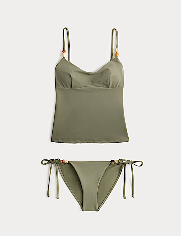 Bead Detail Scoop Neck Tankini Set - VN