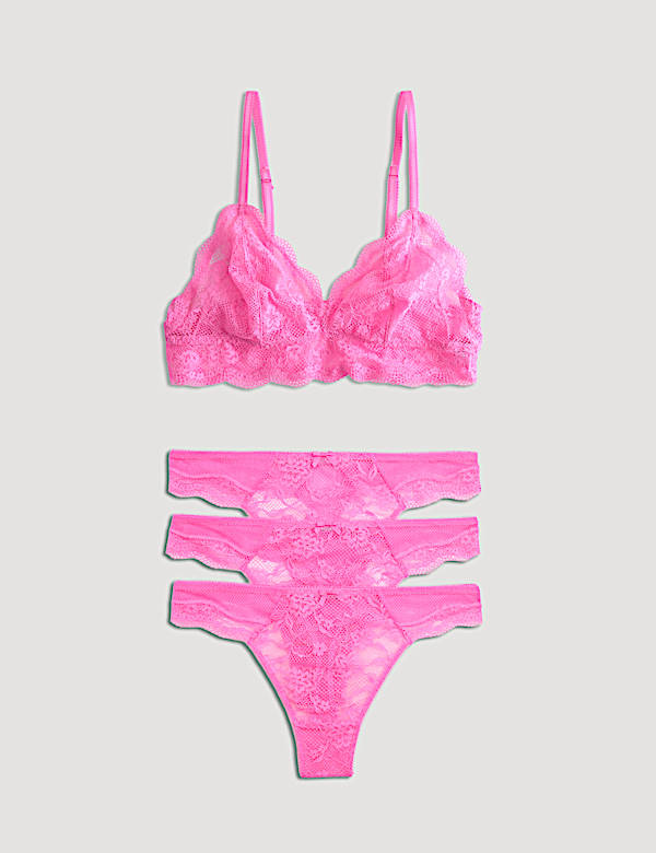 Jasmine Lace Non Wired Longline Bralette Set A-E - SE