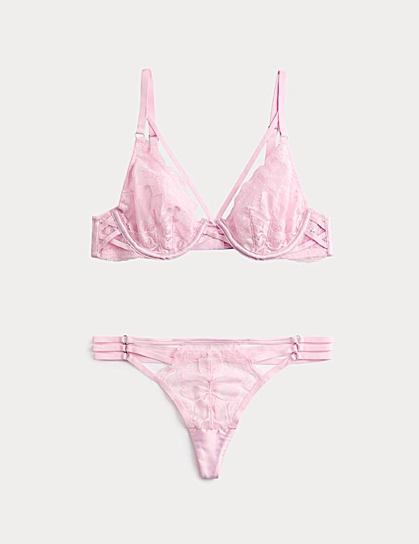 Lindy Lace Wired Plunge Bra Set A-E - GR