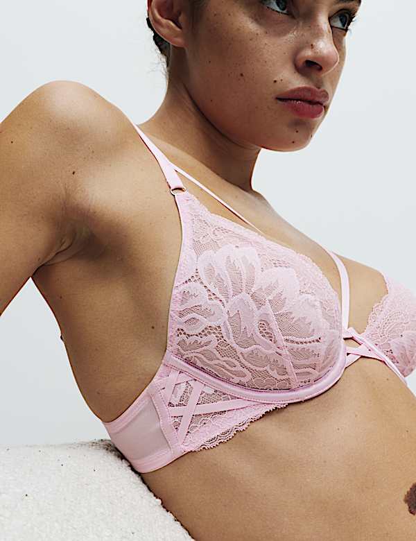 Lindy Lace Wired Plunge Bra Set A-E - GR