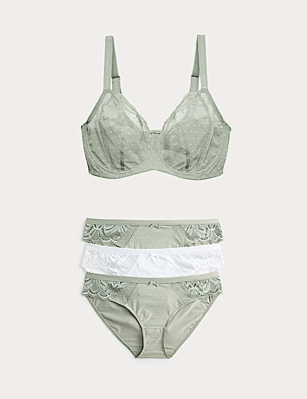 Mesh Wired Extra Support Bra Set F-J - CY