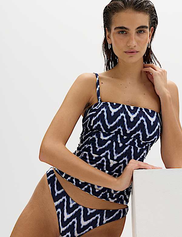 Tummy Control Printed Ruched Tankini Set