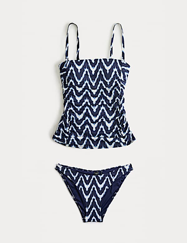 Ensemble tankini avec imprim&eacute; et volant, effet ventre plat - FR