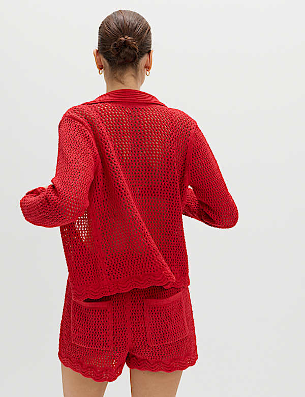 Crochet Cardigan & Shorts Set - ID