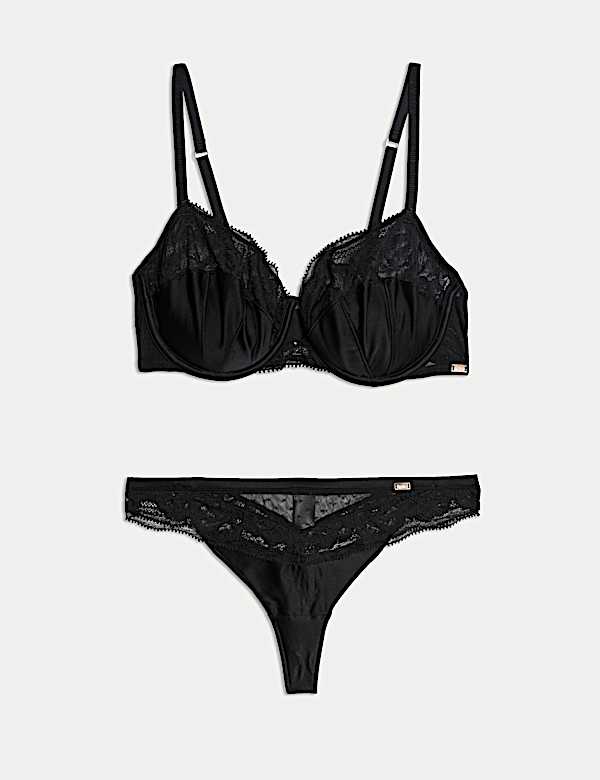 Silk & Lace Wired Balcony Bra Set - IL