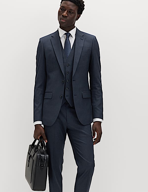 Skinny Fit Grid Check Stretch Suit - MX