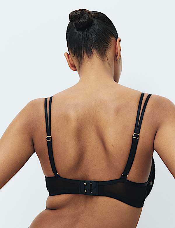 Leah Embroidery Wired Demi Cup Bra Set F+ - AL