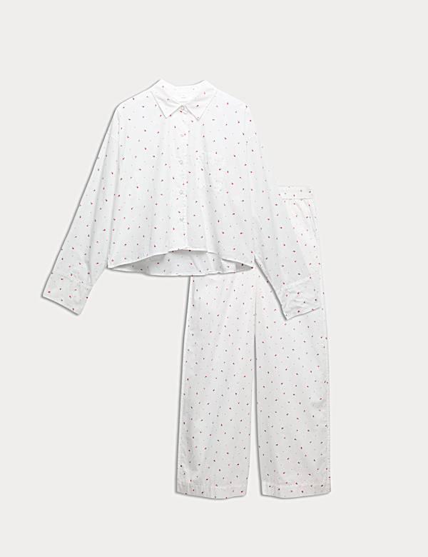 Pure Cotton Floral Cropped Lounge Pyjama Set - AT
