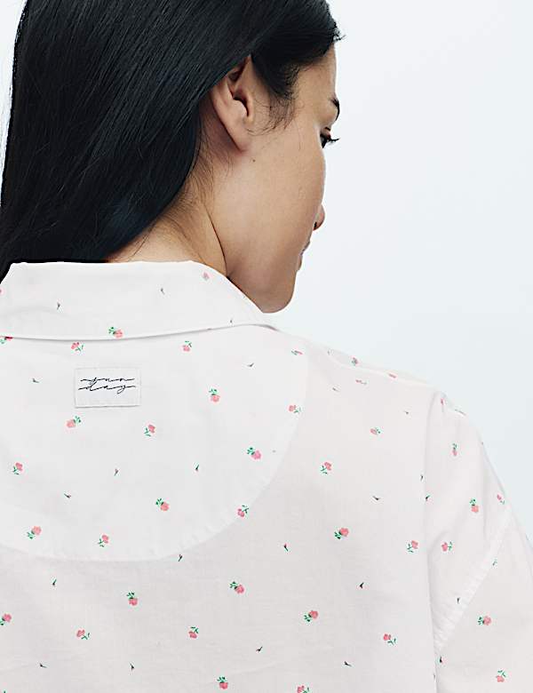 Pure Cotton Floral Cropped Lounge Pyjama Set - AT