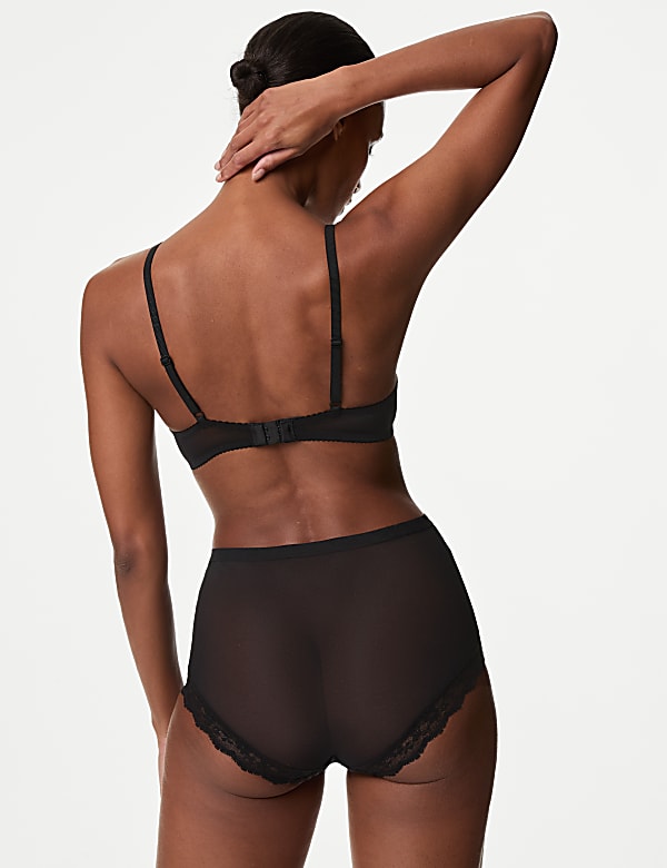 Lace Trim Wired Demi Cup Bra Set A-E - CH