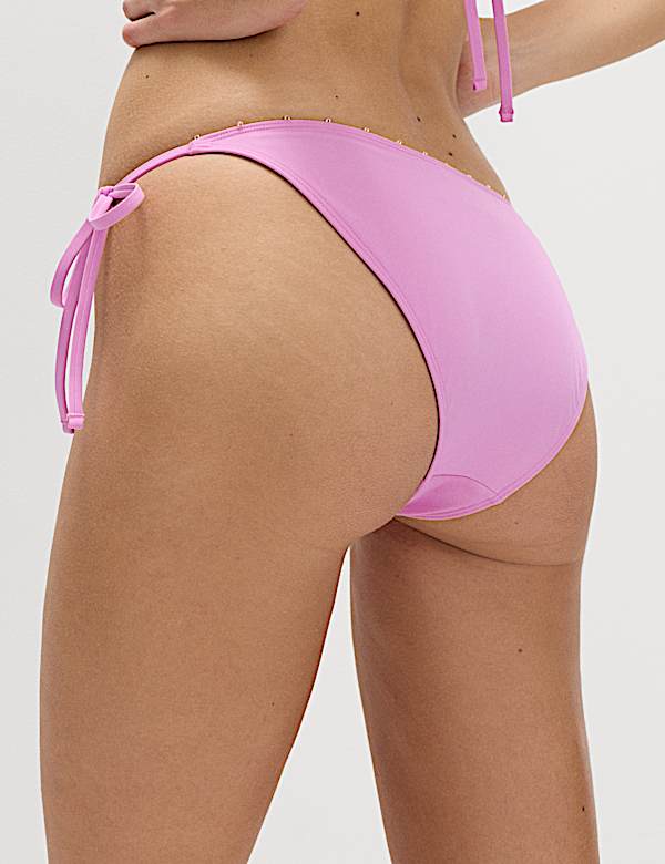 Bead Detail Triangle Bikini Set - ID