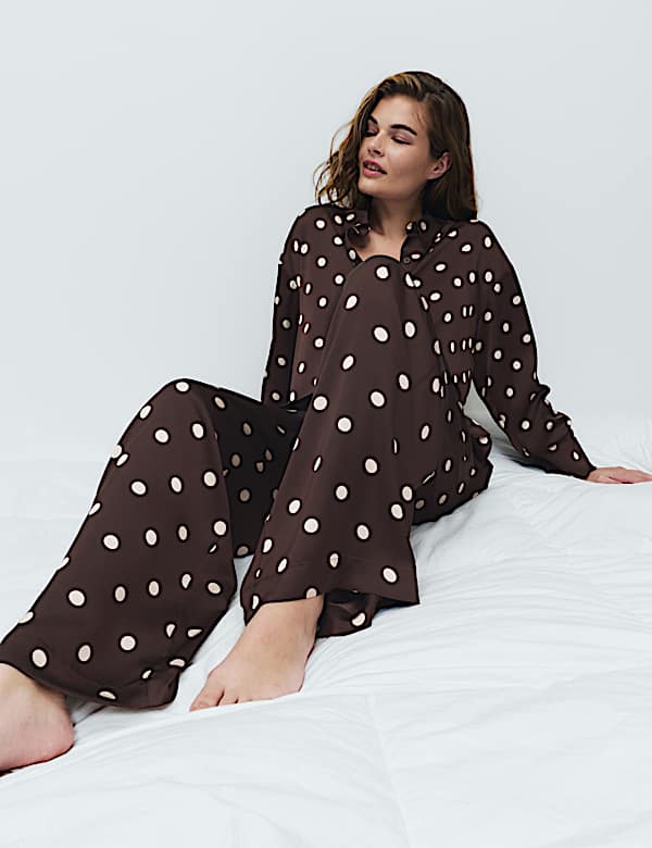 Dream Satin&trade; Printed Pyjama Shirt & Bottom Set