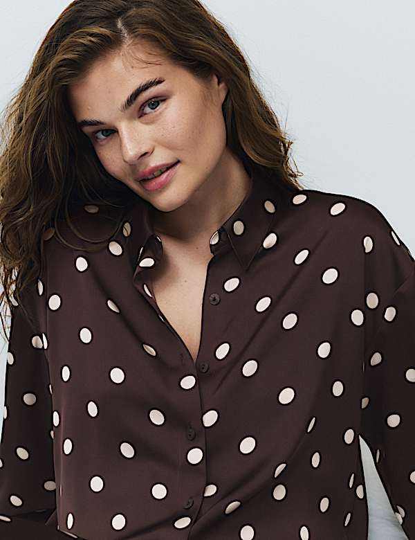 Dream Satin&trade; Printed Pyjama Shirt & Bottom Set - IS