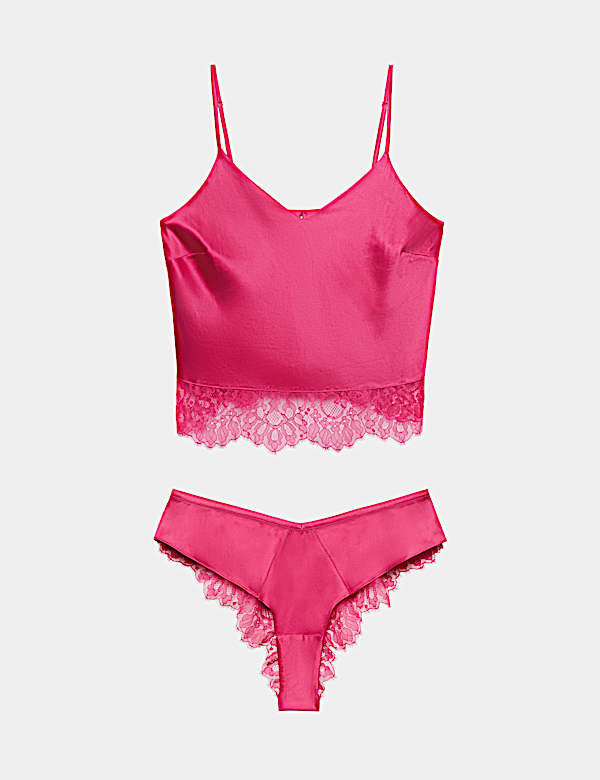 Satin & Lace Strappy Camisole Set - BN