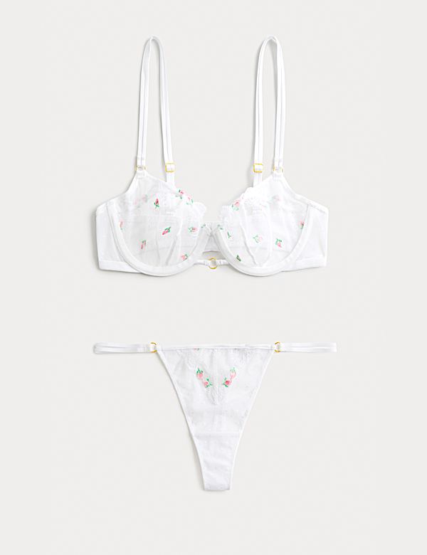 Leah Embroidery Wired Demi Cup Bra Set A-E - DE