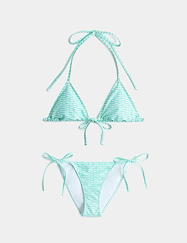 Printed Padded Halterneck Triangle Bikini Set - PL