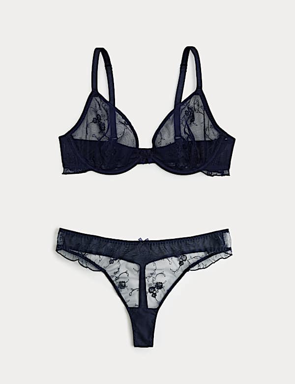 Helena Embroidered Wired Plunge Bra Set A-E - TW