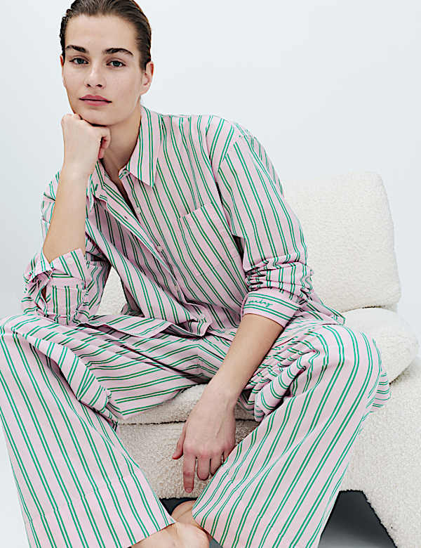 Pure Cotton Poplin Striped Pyjama Set