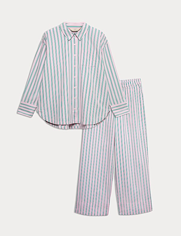 Pure Cotton Poplin Striped Pyjama Set - MV
