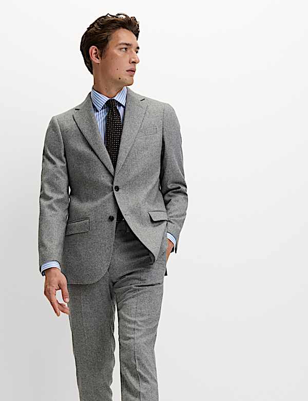 Tailored Fit Wool Rich Tweed Suit - NZ