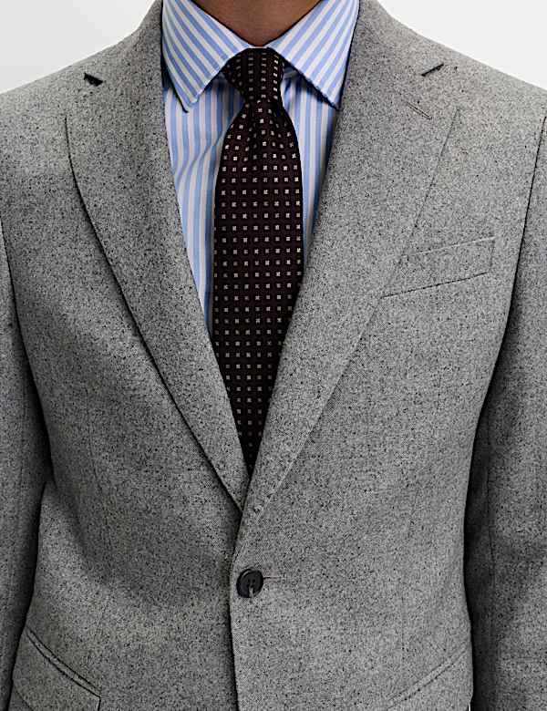 Tailored Fit Wool Rich Tweed Suit - NZ