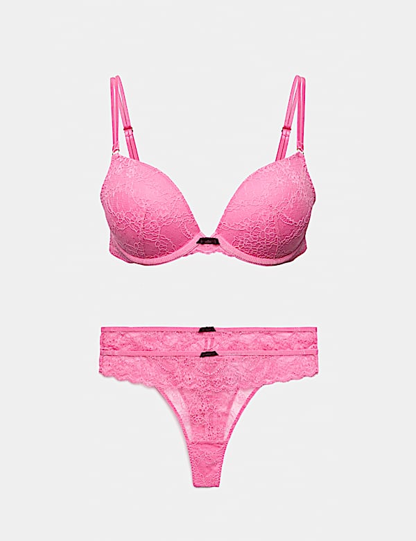 Conjunto de sujetador escotado Push-Up con aros, relleno y encaje Ida copa A-E - US