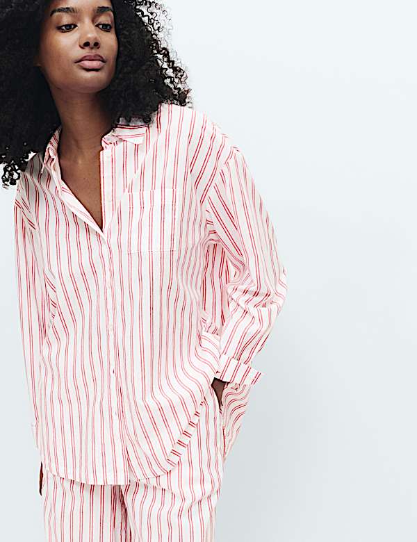 Ensemble pyjama 100 % coton &agrave; rayures chemise & bas - LU