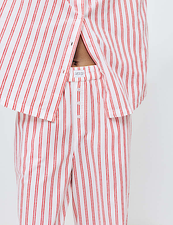 Ensemble pyjama 100 % coton &agrave; rayures chemise & bas - LU