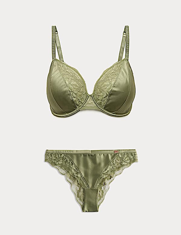 Silk & Lace Wired Plunge Bra Set F-H - FI