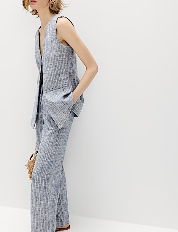 Linen Pinstripe Waistcoat & Trouser Set