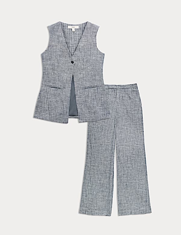 Linen Pinstripe Waistcoat & Trouser Set - US