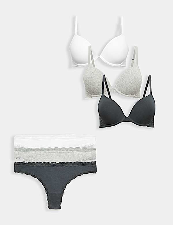 3pk Wired Plunge T-Shirt Bras Set A-E - IT