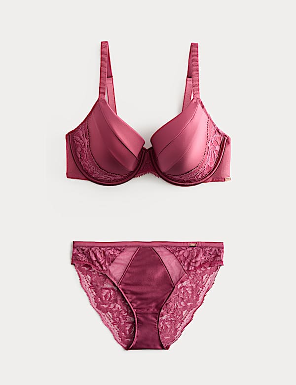 Silk & Lace Wired Full Cup Bra Set A-E - NZ