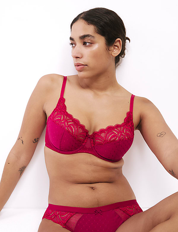 Amelia Lace Wired Full Cup Bra Set A-E - CY