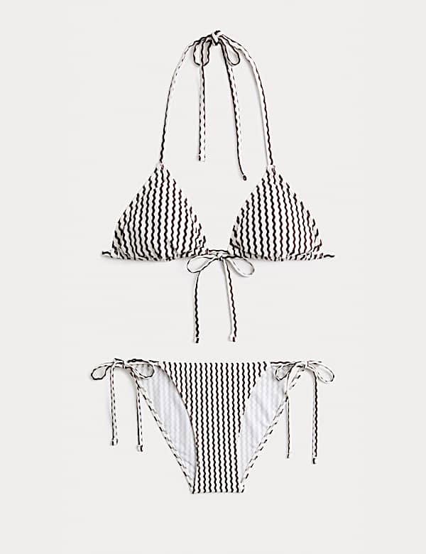 Printed Padded Halterneck Triangle Bikini Set - DE