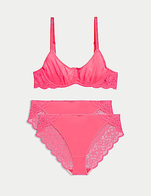 Hanna Glossie Wire Demi Cup Bra Set A-E - JO