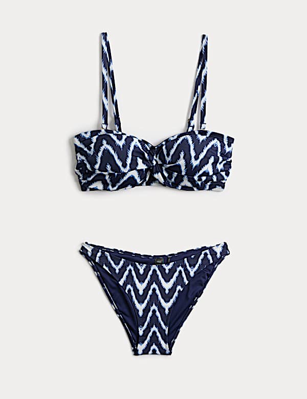Bandeaubikini-set met vulling, gedraaide voorkant en print - BE