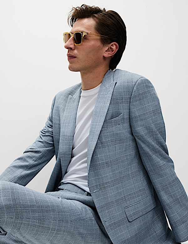 Regular Fit Linen Look Check Suit - FI