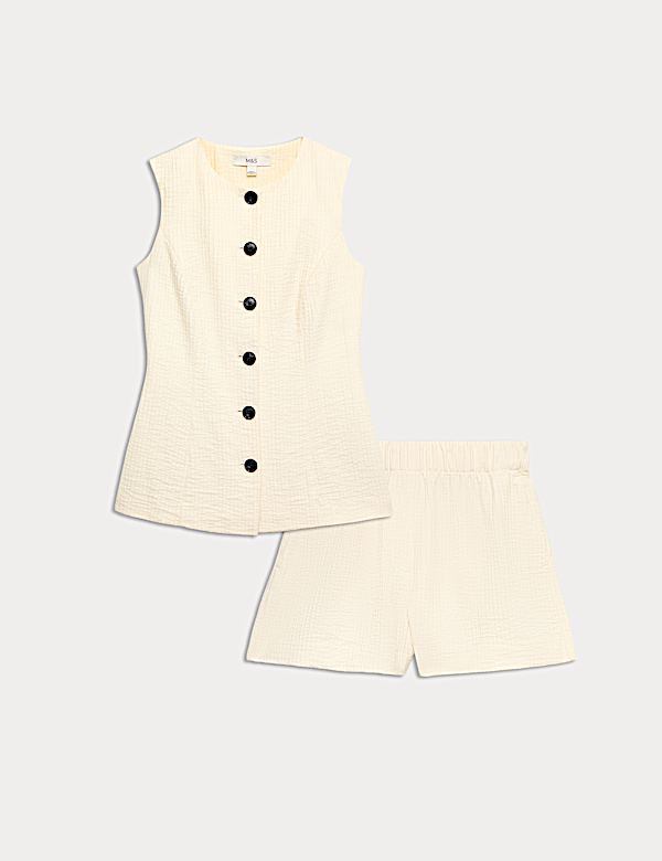 Textured Waistcoat & Short Set - BN