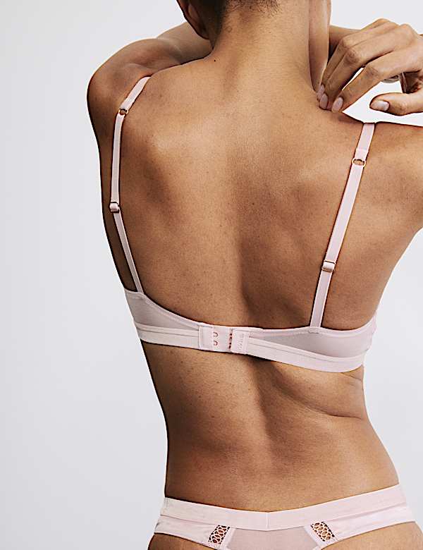 Saffron Satin & Lace Wired Plunge Bra Set A-E - US