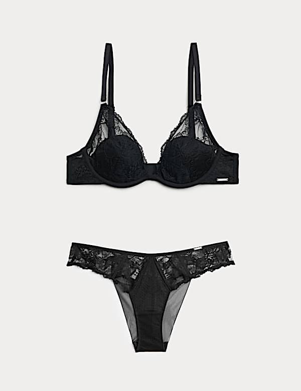 Savannah Lace Wired Plunge Bra Set A-E - BE