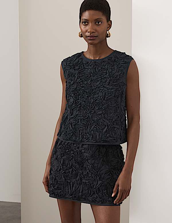 Textured Top & Skirt Set