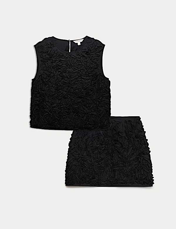 Textured Top & Skirt Set - DE