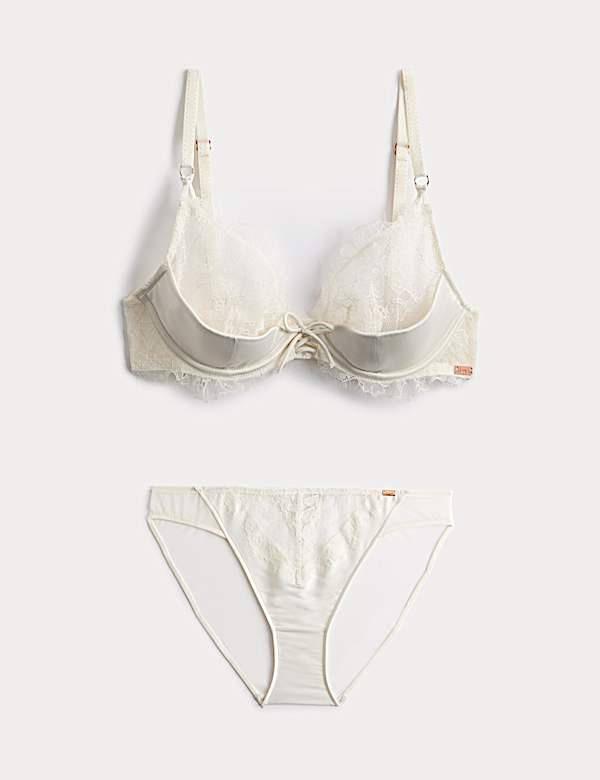 Forget Me Not Satin Wired Plunge Bra Set A-E - RO